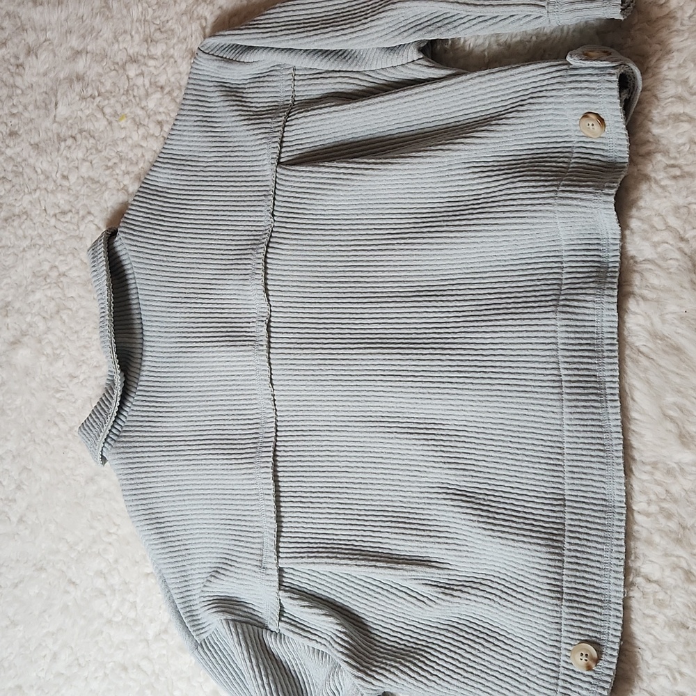 Blue Pepper  Reverse Stitch Crop Jacket Sz M  Blue - Picture 8 of 11